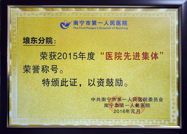 埌东分院荣获2015年度先进集体