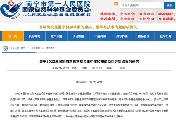 我院喜获2022年度国家自然科学基金项目1项